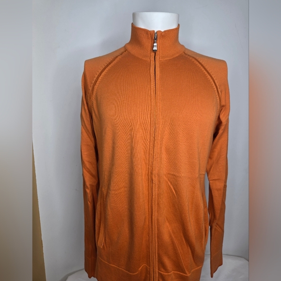 Ted Baker Size L/4 Vibrant Orange Knitwear Jacket w/ Side Pockets - Picture 2 of 13